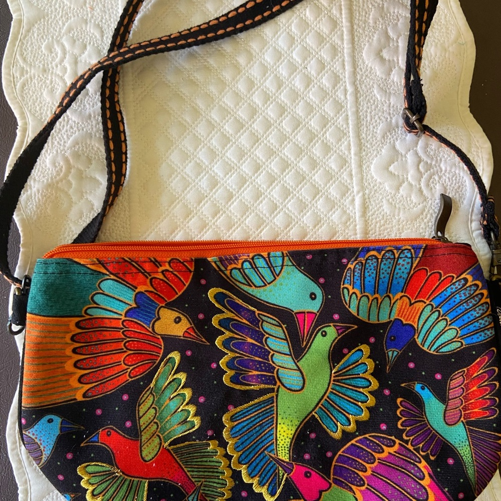 Laurel Burch Multicolor Bird Crossbody Bag